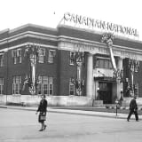 Exterior view of C.N. Station during the Royal Visit in 1939