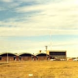 Exterior front elevation of the Edmonton Power Maintenance Building taken in 1969.