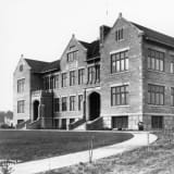 Photograph of the Oliver School, taken in 1910, showing the front view. From the City of Edmonton Archives.
