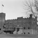 Exterior view of R.C.M.P. Barracks, circa 1932