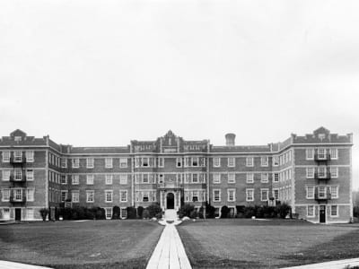 Exterior view of Athabasca Hall, 1921, showcasing the front elevation. City of Edmonton Archives EA-10-940.
