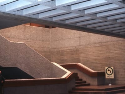 Interior view of the main staircase of the Edmonton Art Gallery taken in 1969.