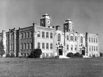 Exterior view of Victoria School, showcasing its facade.