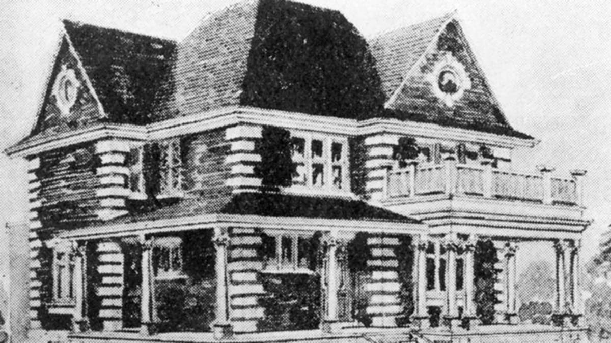 Exterior view of the Duggan Residence, taken in 1908.