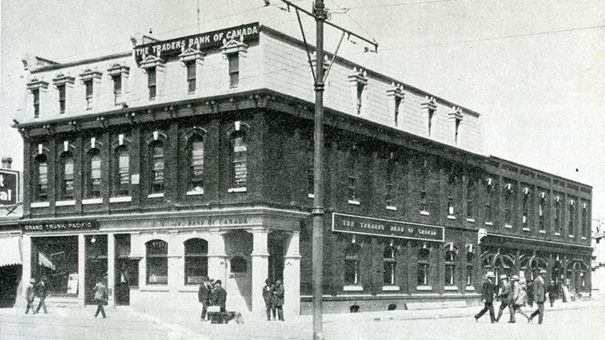 Exterior view of Gariepy Block, circa 1905