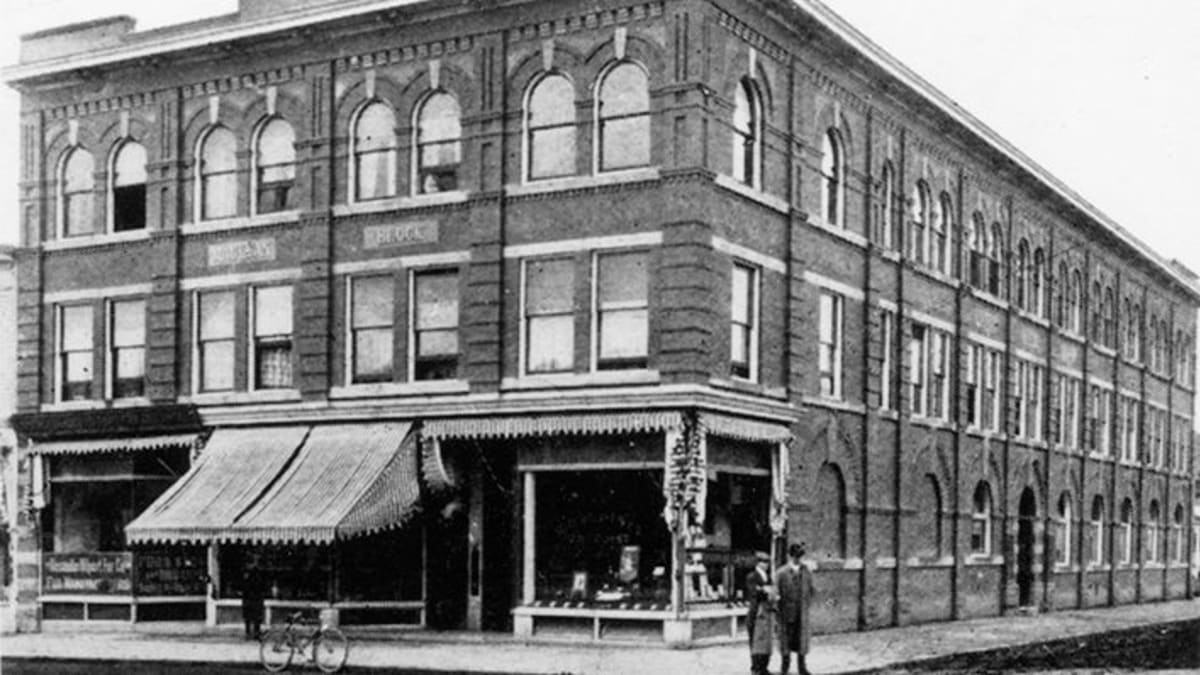 Photograph capturing the MacLean Block building in Edmonton, showcasing visible architectural details.