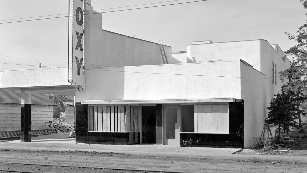 Exterior view of the Roxy Theatre, showcasing its architectural features.
