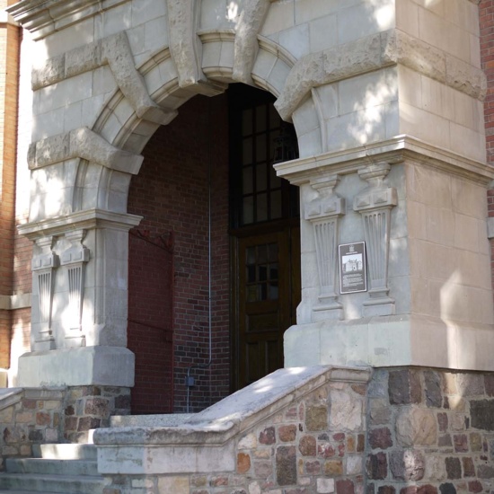 Norwood School, 2013, front entrance detail